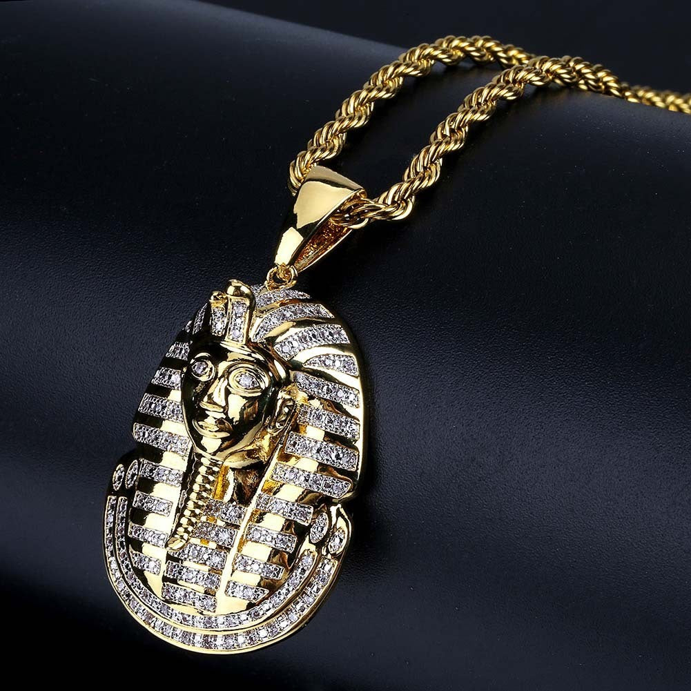 Hip Hop Jewelry Iced Out Egyptian Pharaoh Pendant Necklace