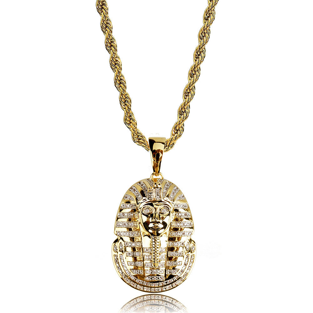 Hip Hop Jewelry Iced Out Egyptian Pharaoh Pendant Necklace