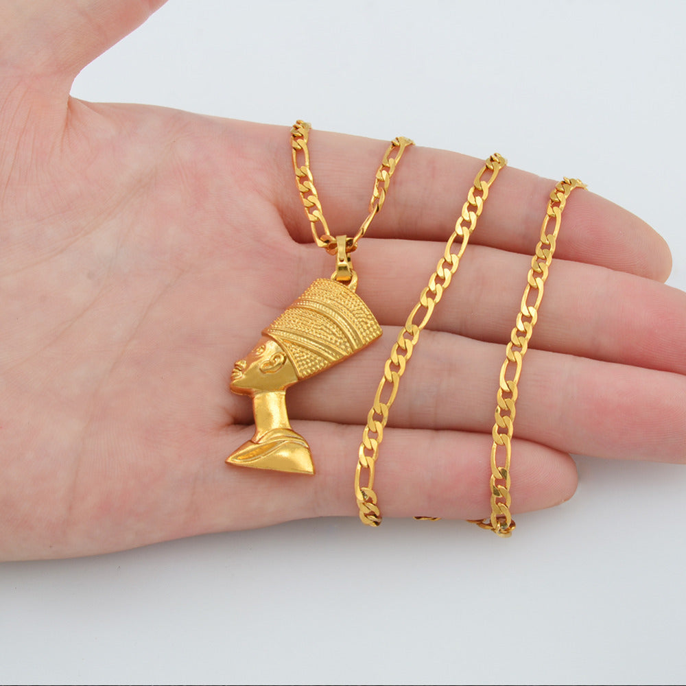 Egyptian Queen Nefertiti Gold-plated pendant