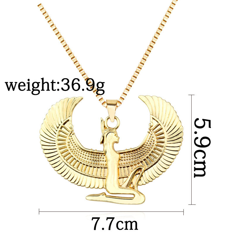 Ancient Egyptian Mythology Eagle God Horus Titanium Steel Gold-plated Baroque Necklace For Women