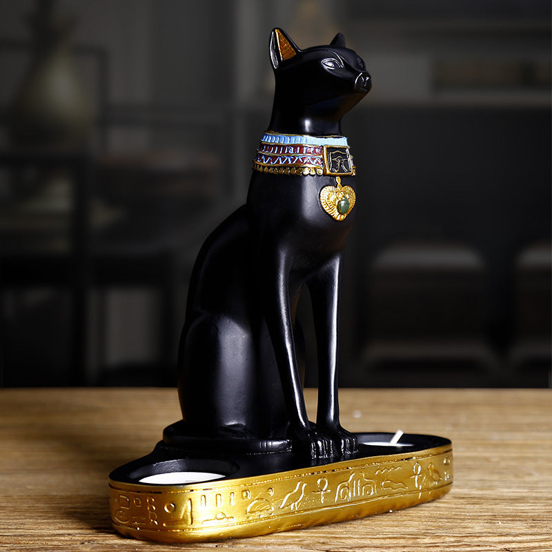 Creative Resin Egyptian Cat Ornaments Candle Holder