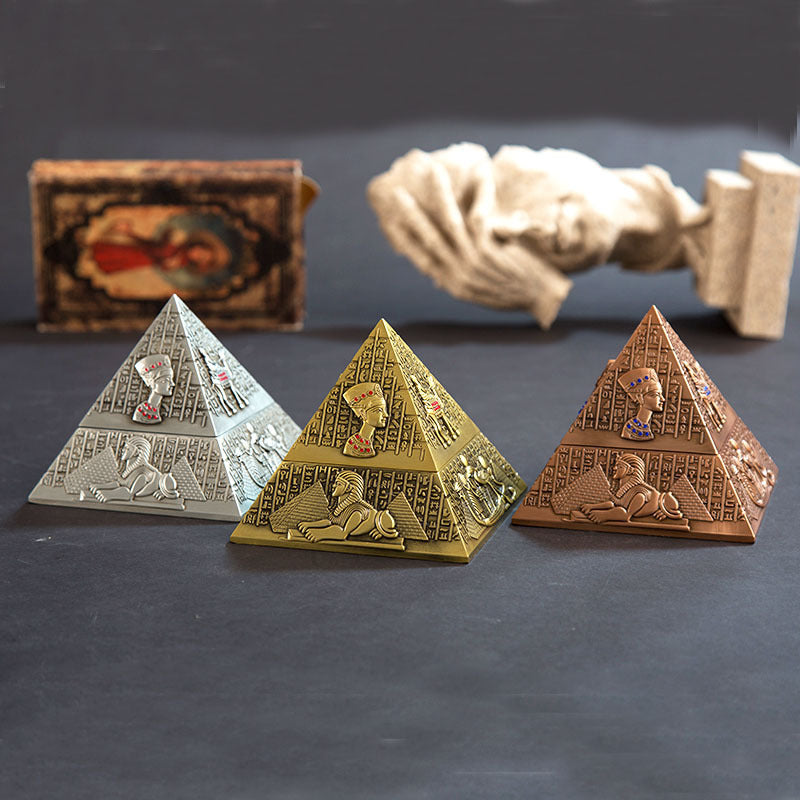 Egyptian pharaoh metal pyramid creative ashtray