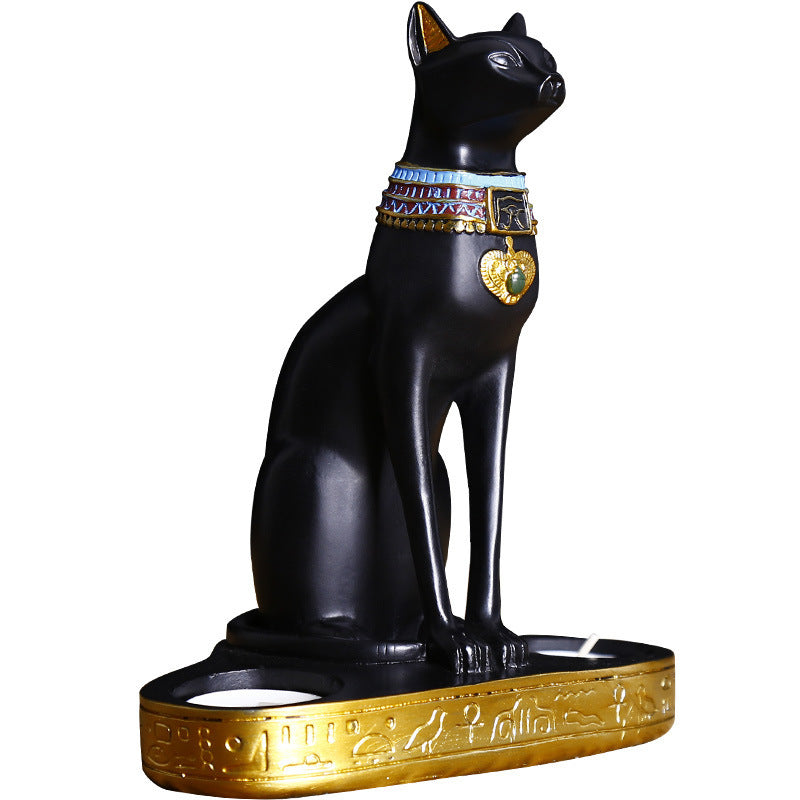 Creative Resin Egyptian Cat Ornaments Candle Holder