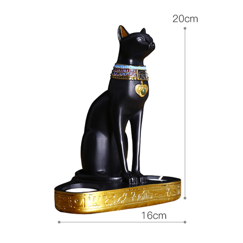 Creative Resin Egyptian Cat Ornaments Candle Holder