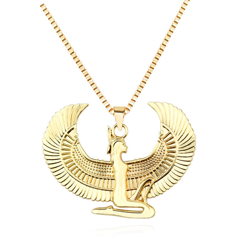 Ancient Egyptian Mythology Eagle God Horus Titanium Steel Gold-plated Baroque Necklace For Women