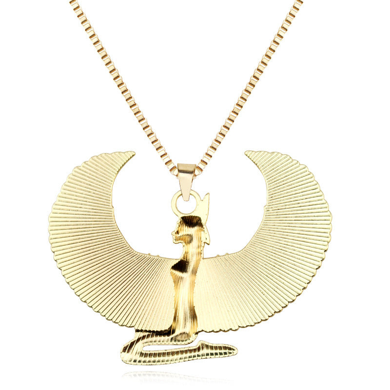 Ancient Egyptian Mythology Eagle God Horus Titanium Steel Gold-plated Baroque Necklace For Women